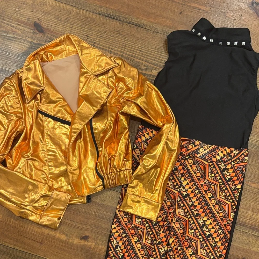 Stylish Orange and Black Patterned Women's Pants